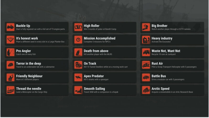 Rust - Achievements - Zipline & Rail Update